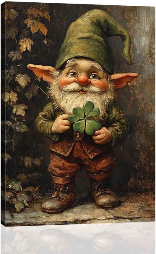  St Patricks Day Green Leprechauns gift Lucky Shamrocks canvas wall art  Drop shipping