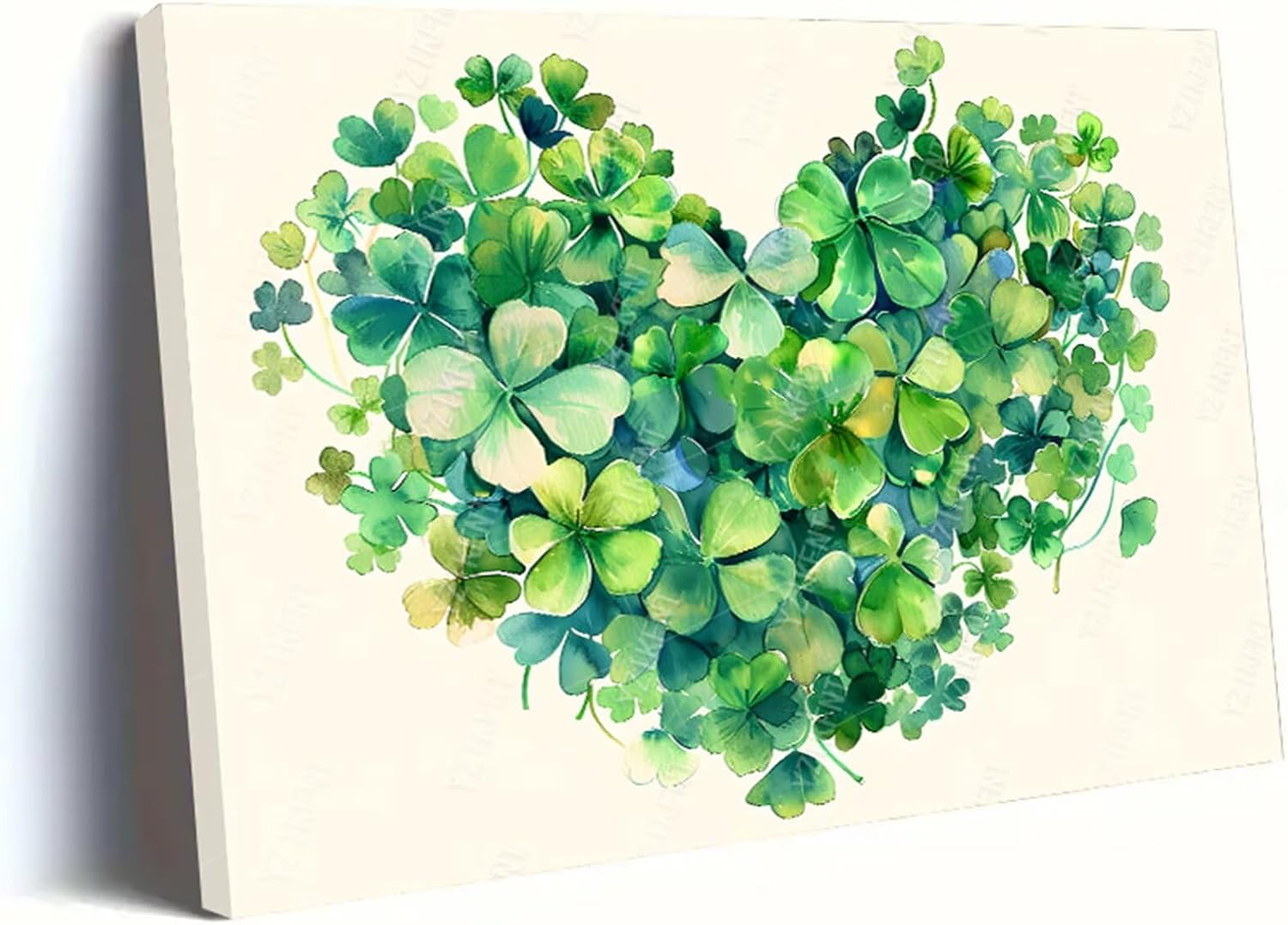 St. Patrick's Day Love  gift Green Clover Oil Painting Green Spring Canvas Art  Drop shipping