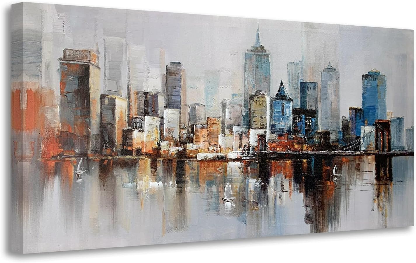 Large Size Abstract gift Bridge New York Canvas Cityscape PaintingDropshipping