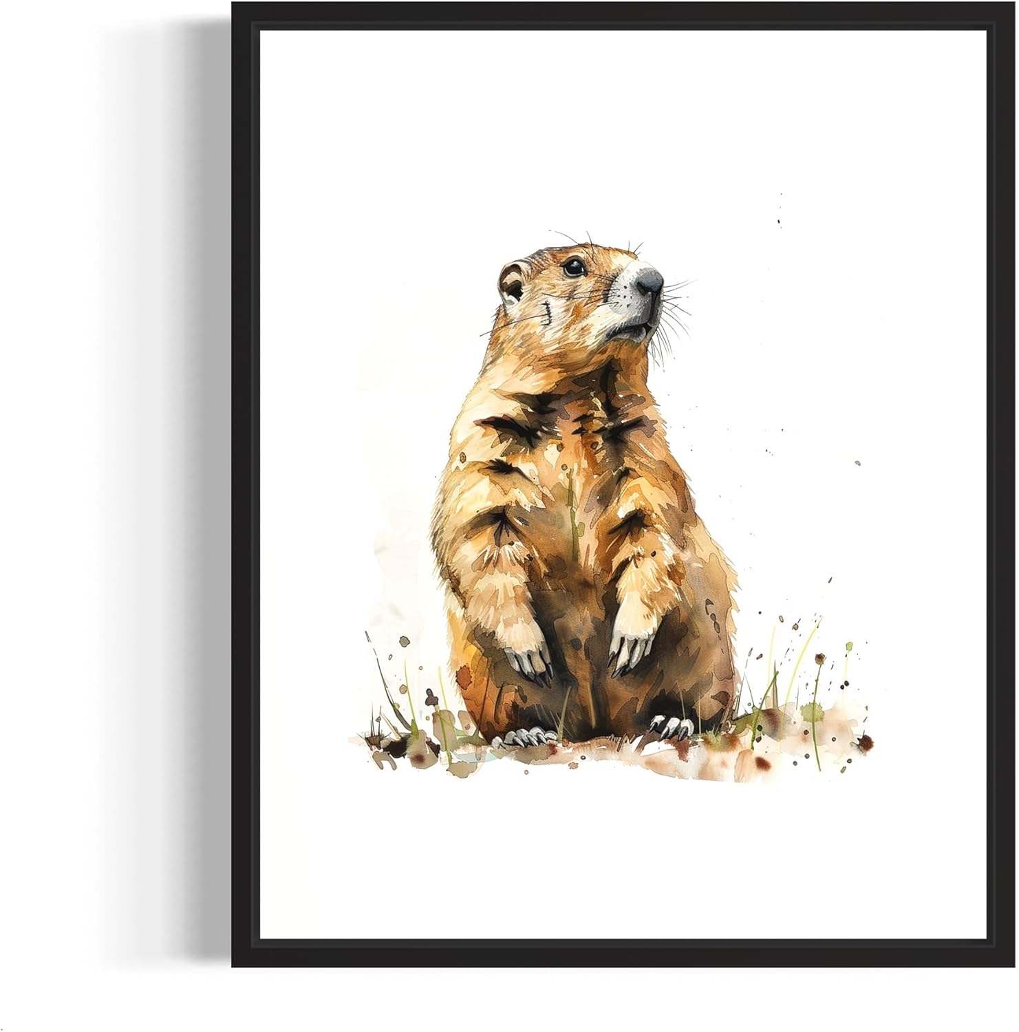 Groundhog Watercolor Nature gift Safari Theme Poster canvas painting wall decor Dropshipping