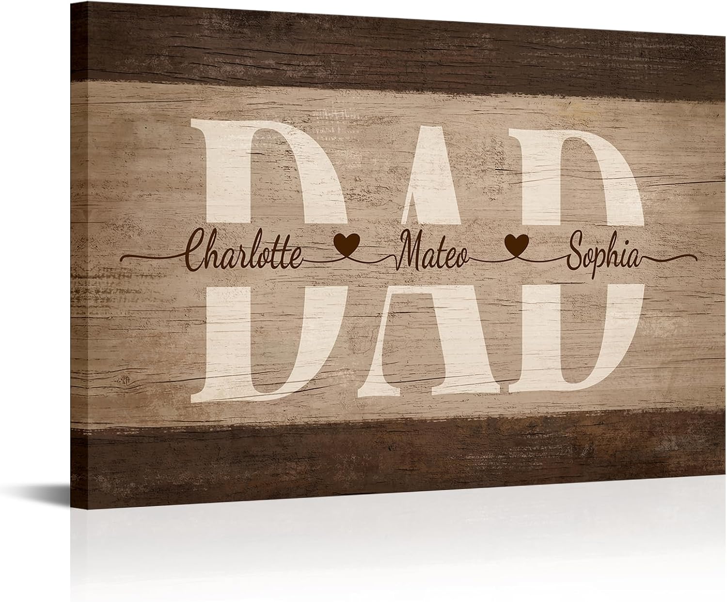 Large Personalized Gifts Ideas Dad Sign with Kids  Canvas Wall Art Dropshipping