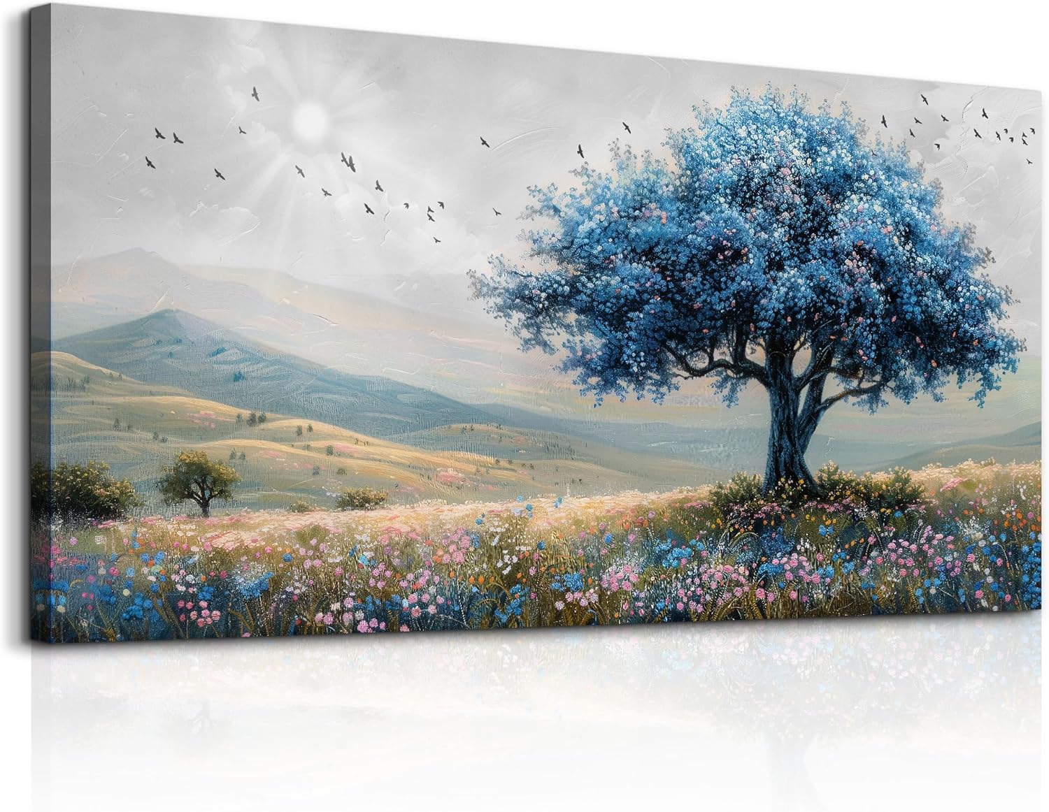 Modern Field Scenery Blue Trees Pictures Aesthetic Canvas Wall Decor Dropshipping