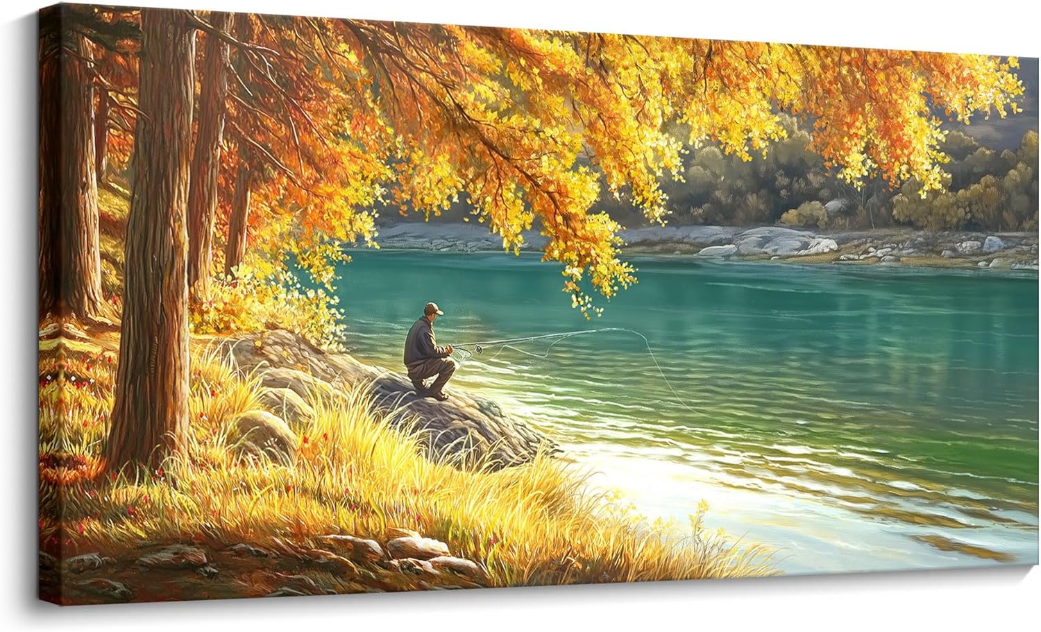  Yellow Tree and Green Lake Canvas Prints Art Wall decor Dropshipping