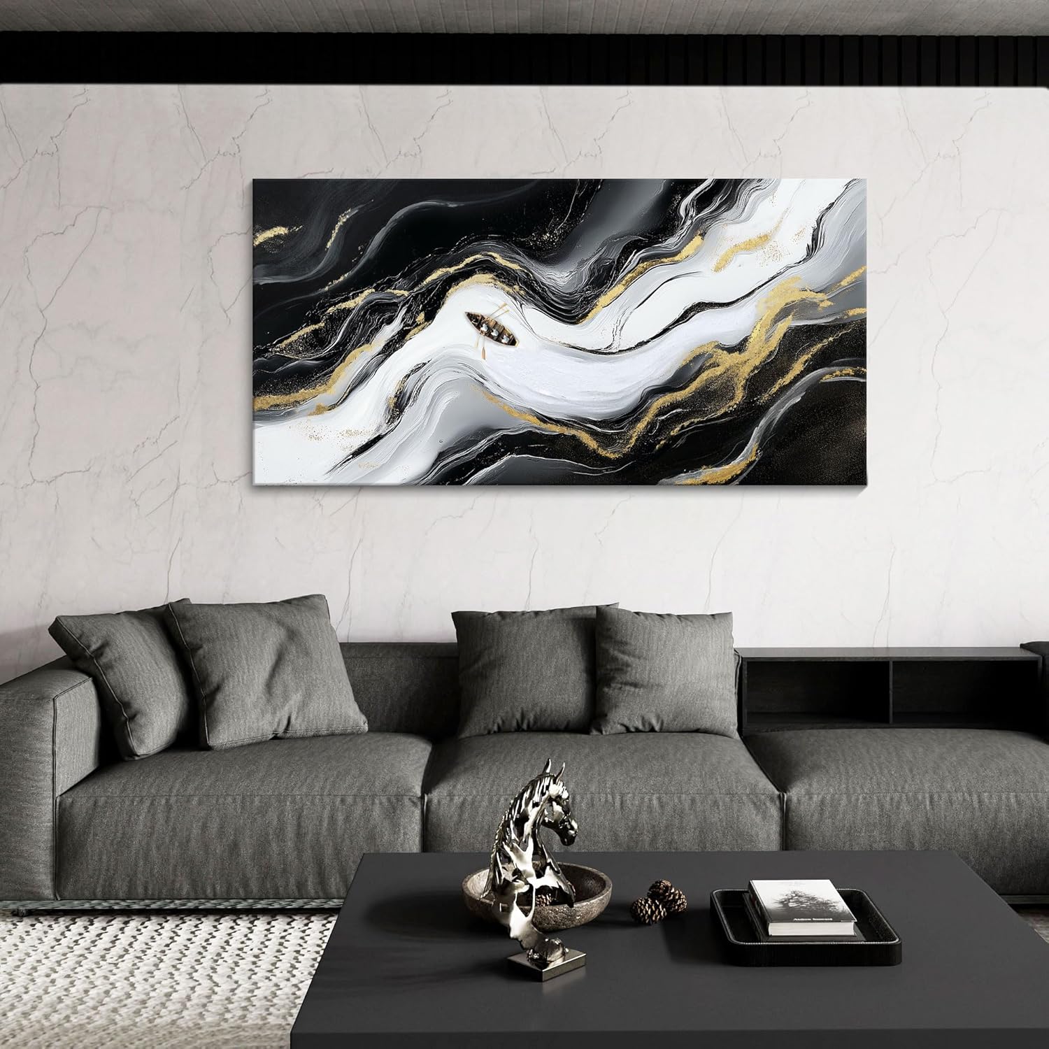 Large Abstract Black and White Pictures Canvas Wall art Dropshipping