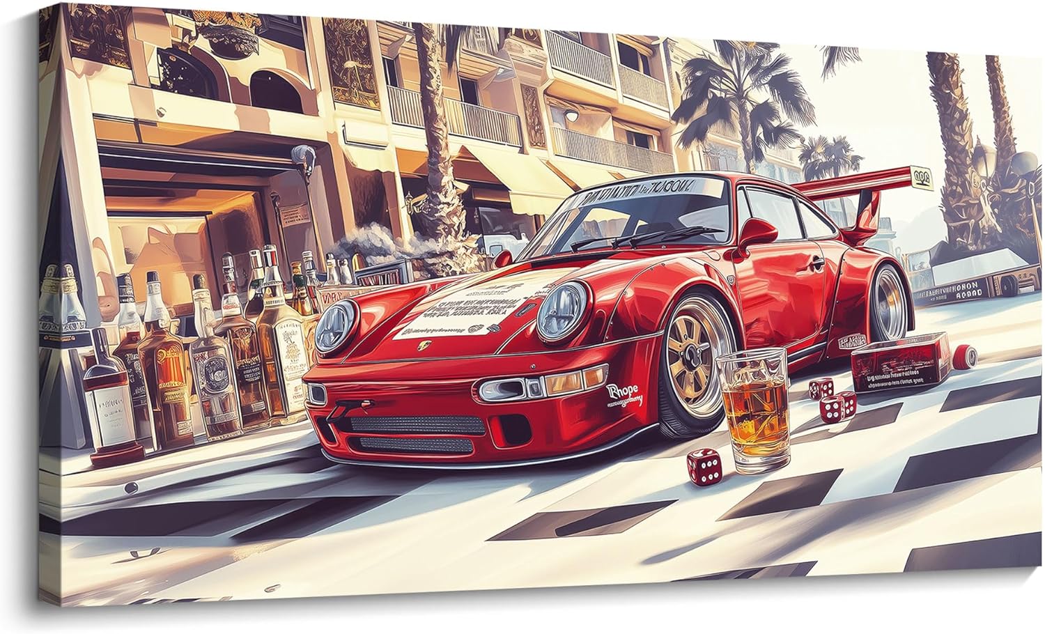 Large Funny Red Car Canvas Wall Art Dropshipping