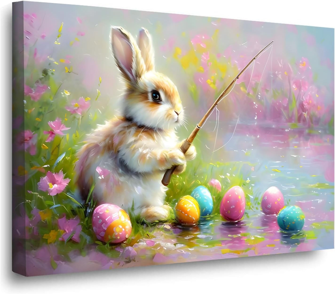 Easter Bunny Fishing gift Kindergarten Wall Art Dropshipping 