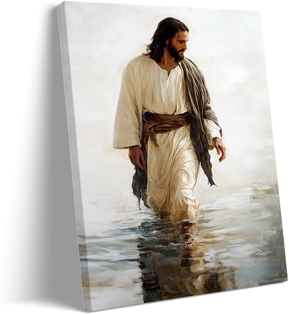 large  Easter Jesus Walking on Water Canvas Wall Art Drop shipping