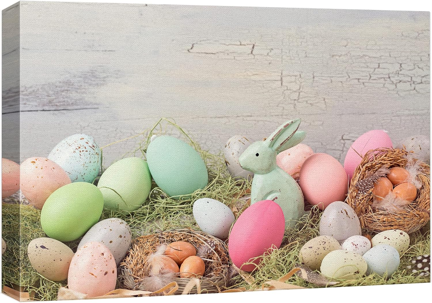 extra large Pastel Easter Bunny gift Eggs in Mossy Grass Celebrations  Holidays Canvas Print Wall Art Drop shipping