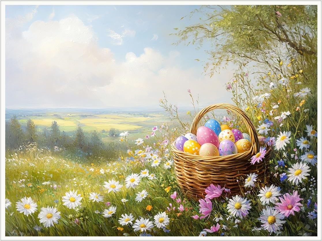 extra large Spring Wildflowers gift Easter Eggs canvas Wall Art Drop shipping 